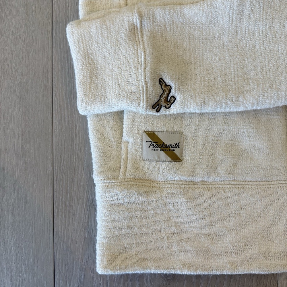 Tracksmith Freya Hoodie Merino Wool Blend Full Zip Hoodie Jacket Cream Woman's S